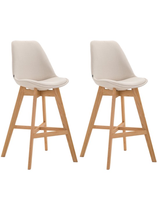Juego de 2 taburetes de bar Cannes tela natural, crema Juego de 2 taburetes de bar Cannes tela natural, crema