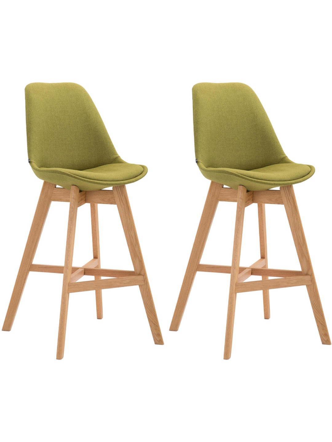 Juego de 2 taburetes de bar Cannes tela natural, verde