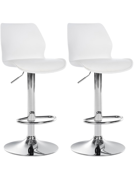 Juego de 2 taburetes de bar Gilbert plástico, blanco