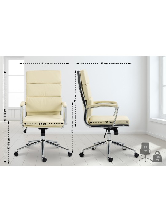 Silla de oficina Cleveland ecopiel, crema Silla de oficina Cleveland ecopiel, crema