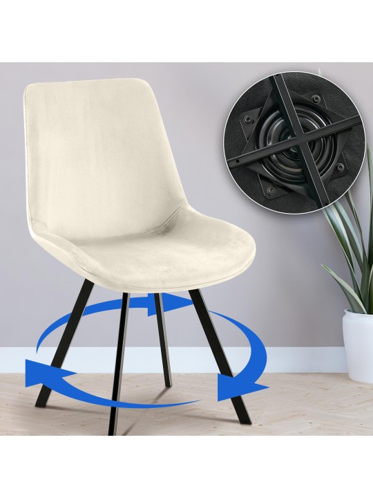 Silla de comedor de terciopelo Lewes, crema