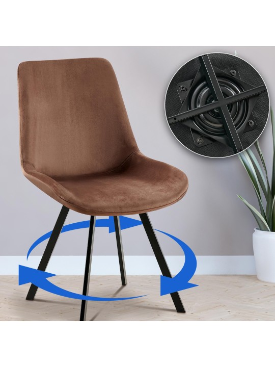 Silla de comedor de terciopelo Lewes, marrón