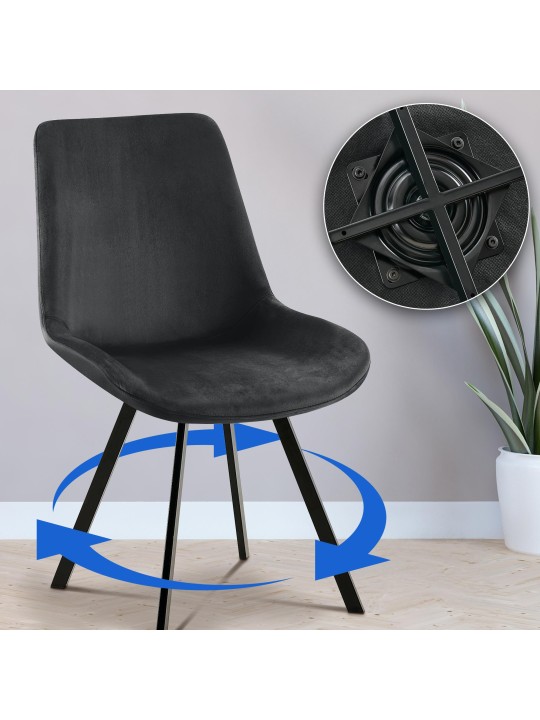 Silla de comedor de terciopelo Lewes, negro