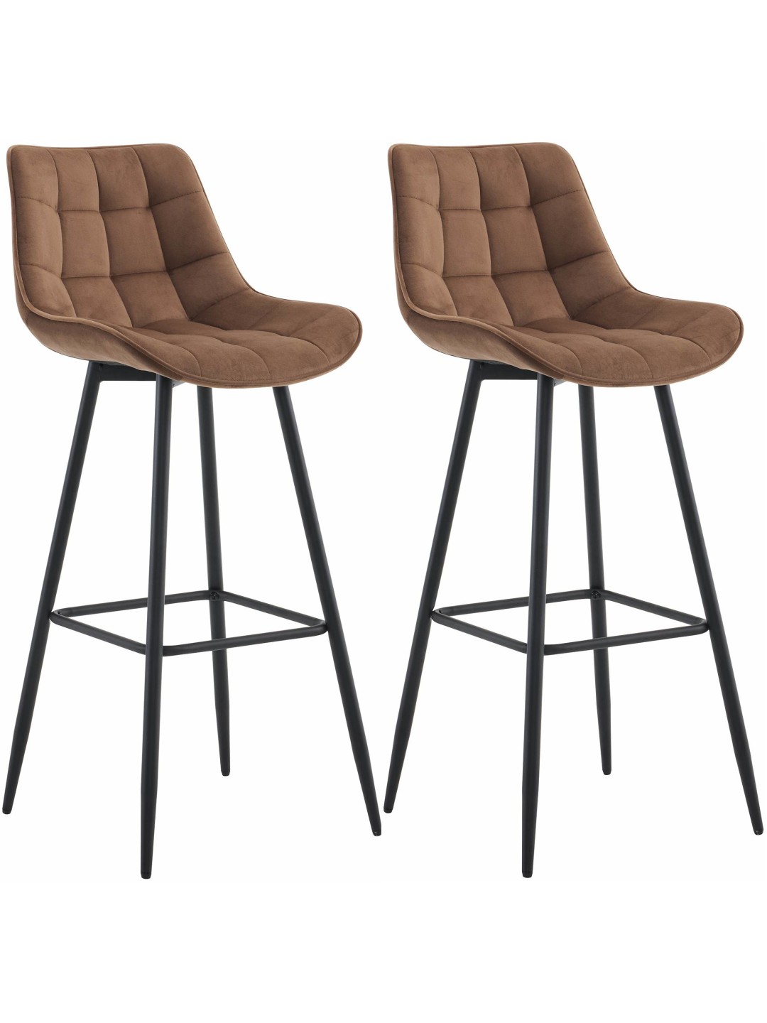 Juego de 2 taburetes de bar Dartford de terciopelo, marrón