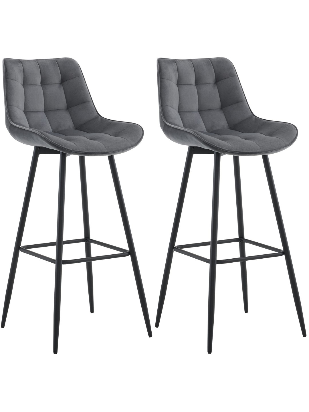 Juego de 2 taburetes de bar Dartford de terciopelo, gris oscuro
