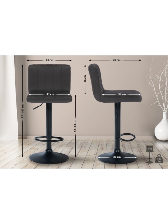 Taburete de bar Jamie terciopelo, negro Taburete de bar Jamie terciopelo, negro