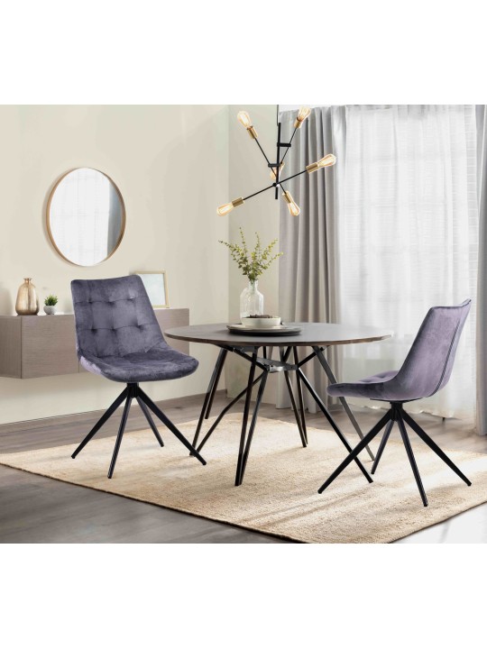 Silla de comedor Merna de terciopelo, gris oscuro