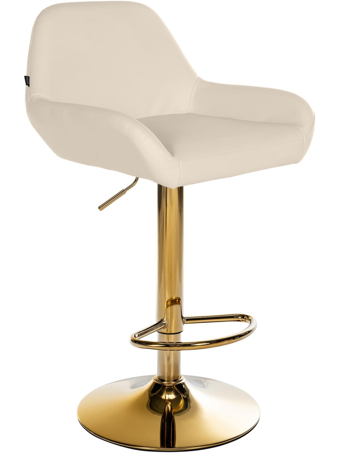 Taburete de bar Braga Piel sintética dorada, crema