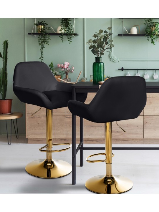 Taburete de bar Braga Piel sintética dorada, negro