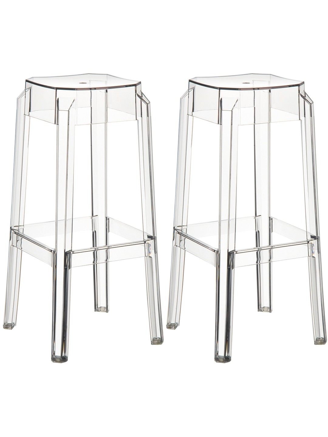 Juego de 2 taburetes de bar Fox, transparente