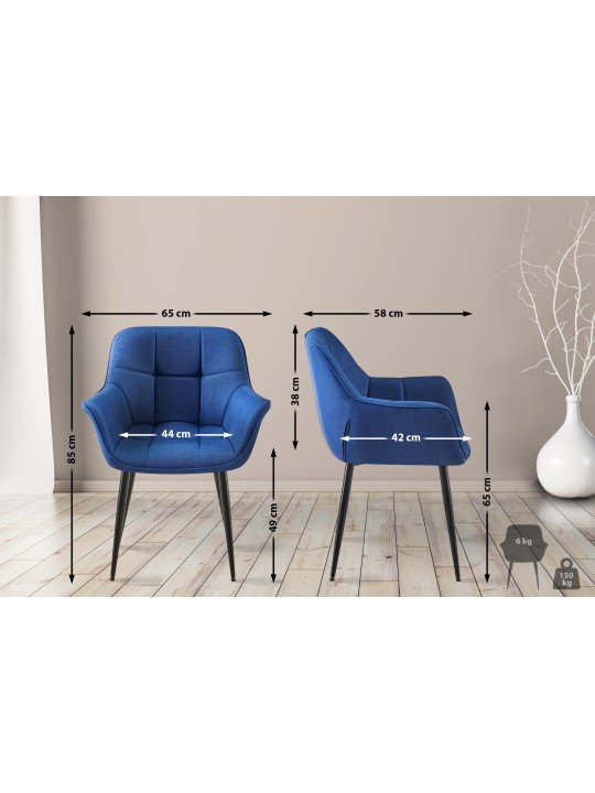 Silla de comedor tela Roseville, azul