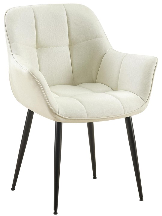 Silla de comedor tela Roseville, crema