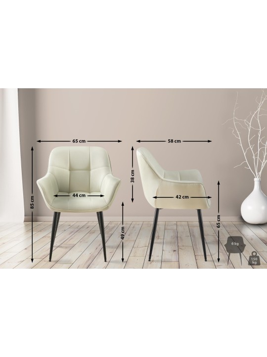 Silla de comedor tela Roseville, crema