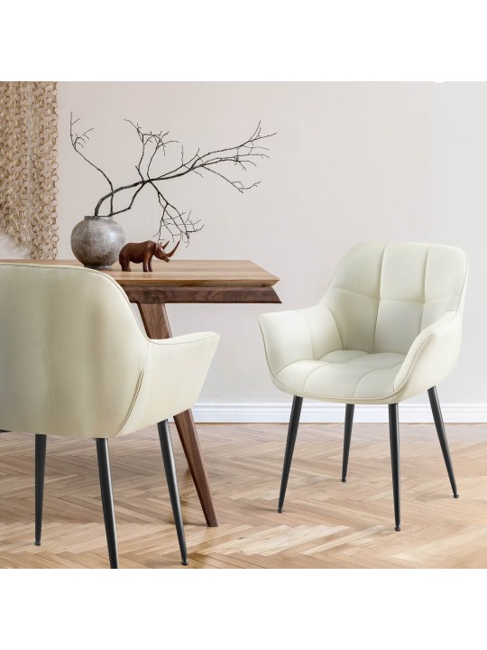Silla de comedor tela Roseville, crema