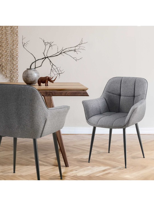 Silla de comedor tela Roseville, gris oscuro