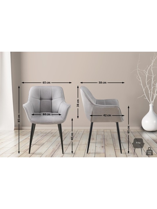 Silla de comedor tela Roseville, gris