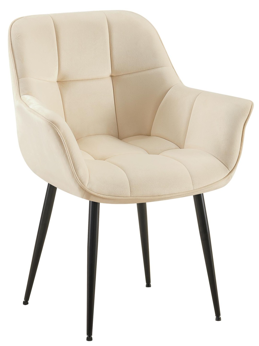 Silla de comedor de terciopelo Roseville, crema