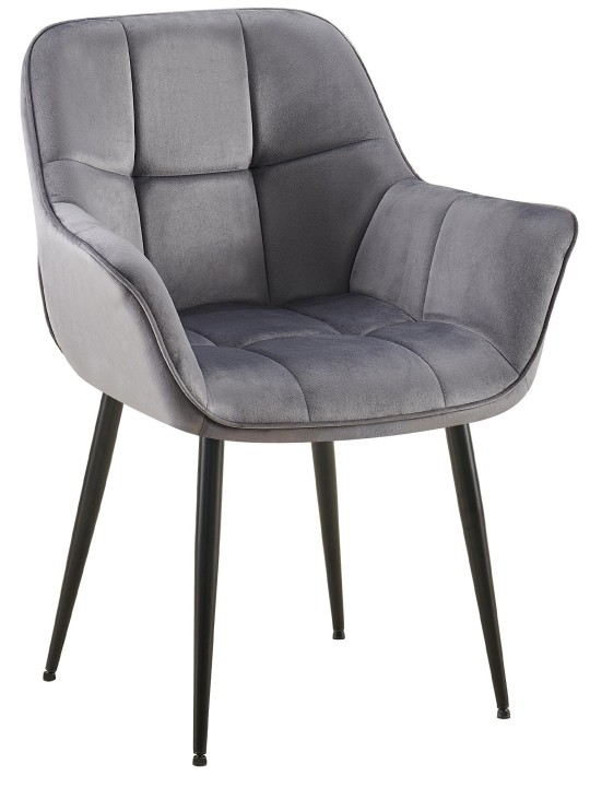 Silla de comedor de terciopelo Roseville, gris oscuro