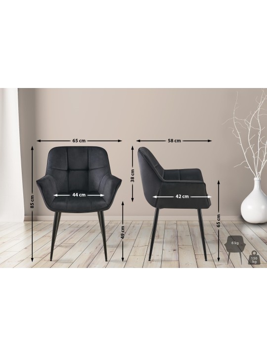 Silla de comedor de terciopelo Roseville, negro
