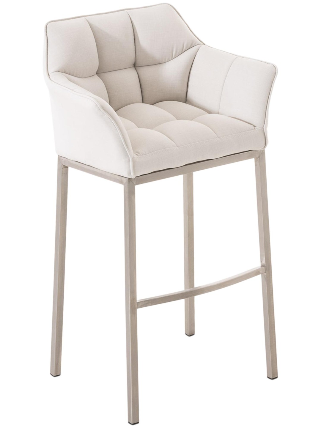 Taburete de bar Damaso E tela con estructura de 4 pies, blanco