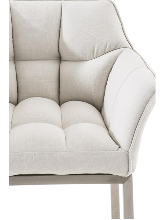 Taburete de bar Damaso E tela con estructura de 4 pies, blanco