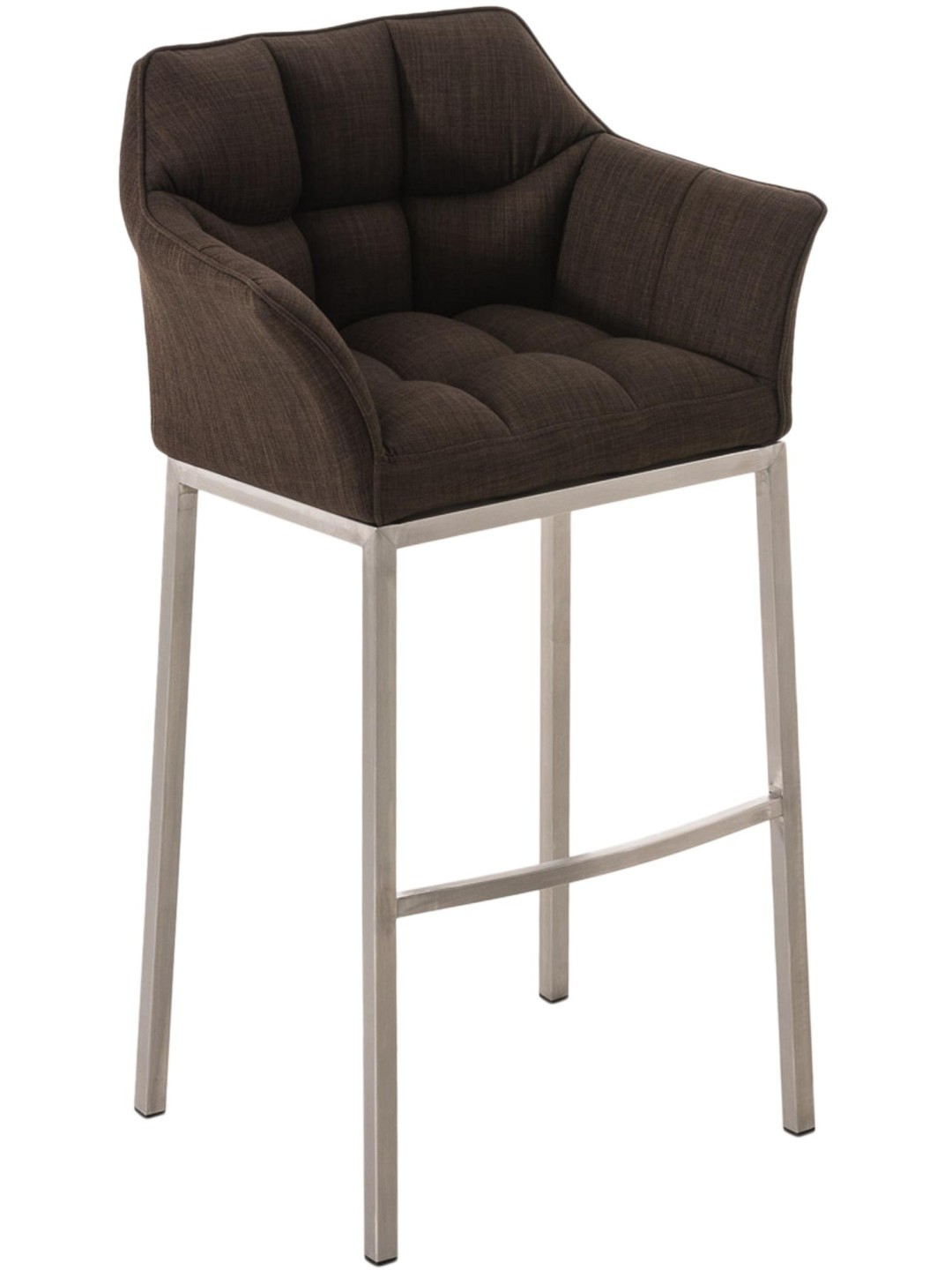 Taburete de bar Damaso E tela con estructura de 4 pies, marrón