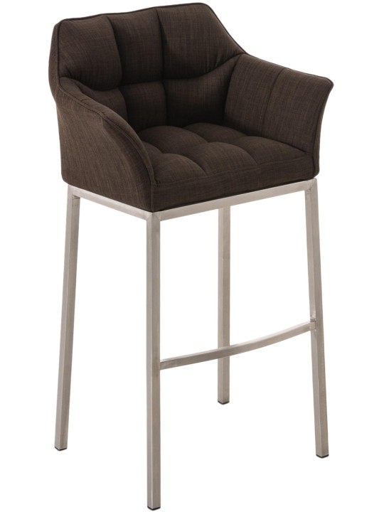 Taburete de bar Damaso E tela con estructura de 4 pies, marrón
