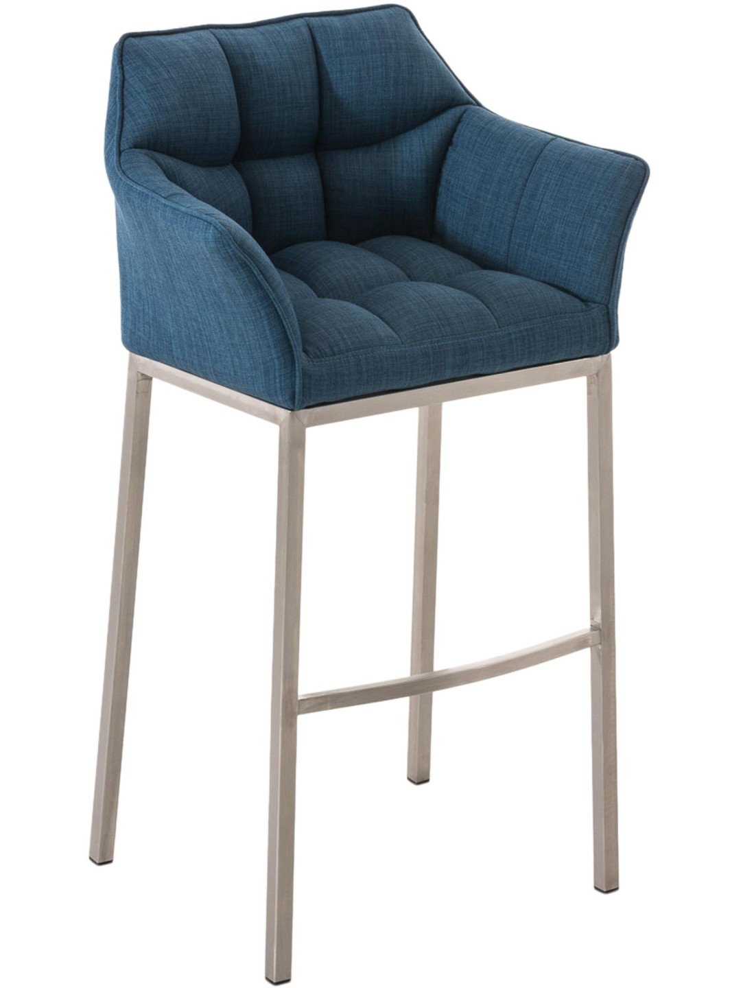 Taburete de bar Damaso E tela con estructura de 4 pies, azul