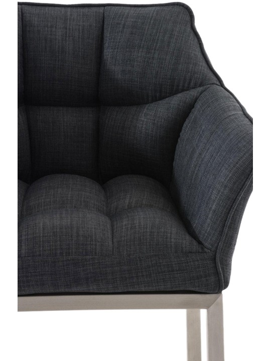 Taburete de bar Damaso E tela con estructura de 4 pies, gris oscuro