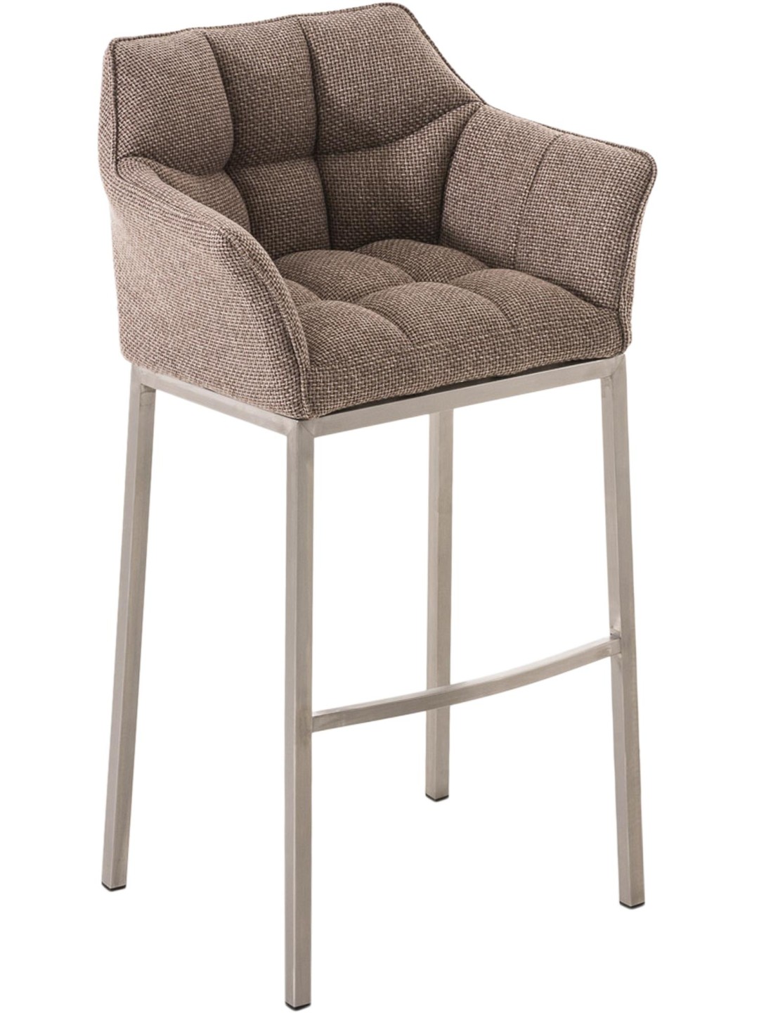 Taburete de bar Damaso E de tela con estructura de 4 pies, marrón tierra