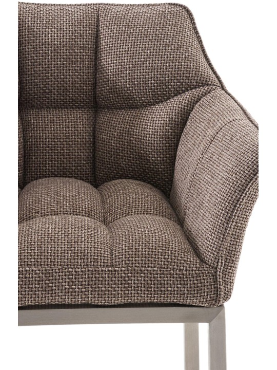 Taburete de bar Damaso E de tela con estructura de 4 pies, marrón tierra