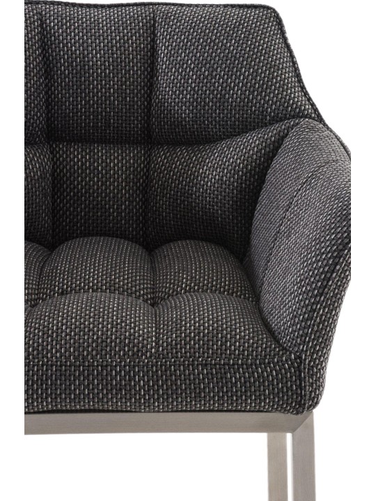 Taburete de bar Damaso E tela con estructura de 4 pies, gris titanio