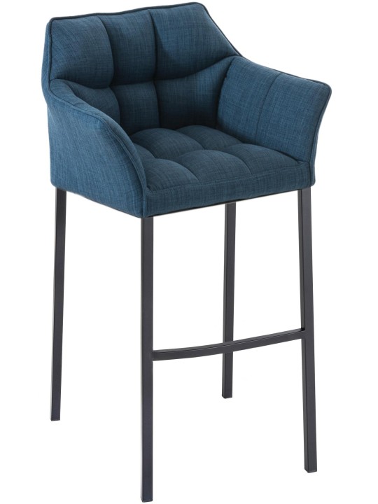 Taburete de bar Damaso B tela con estructura de 4 pies, azul