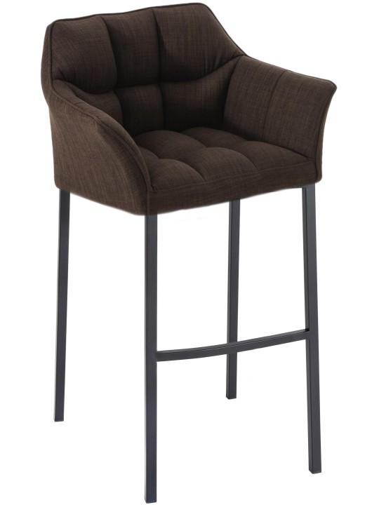 Taburete de bar Damaso B tela con estructura de 4 pies, marrón