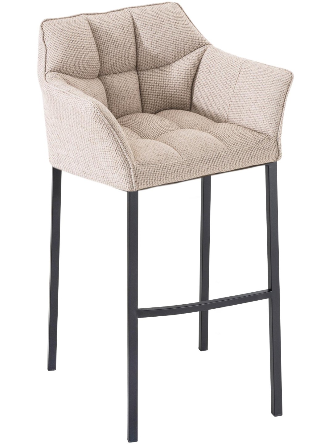 Taburete de bar Damaso B tela con estructura de 4 pies, marfil