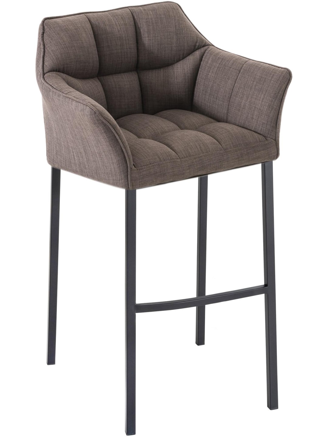 Taburete de bar Damaso B tela con estructura de 4 pies, gris