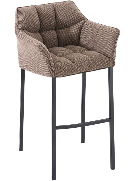 Taburete de bar Damaso B tela con estructura de 4 pies, marrón tierra