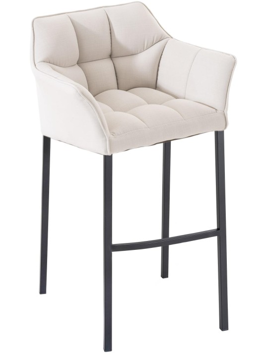 Taburete de bar Damaso B tela con estructura de 4 pies, blanco