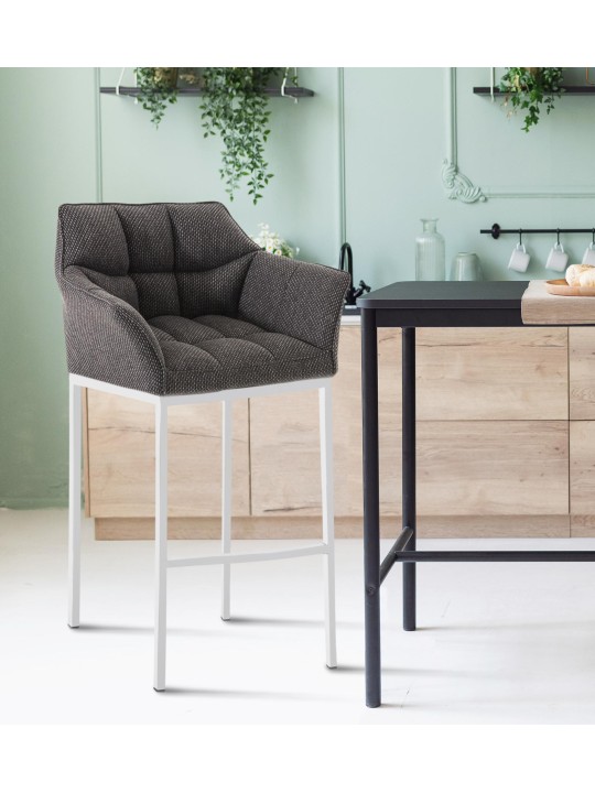 Taburete de bar Damaso W tela con estructura de 4 pies, gris titanio