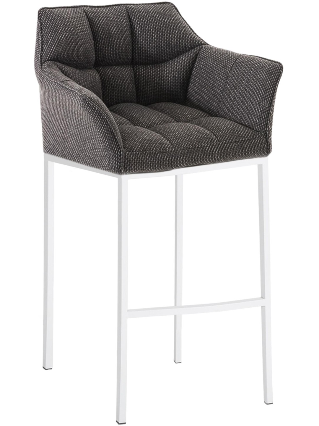 Taburete de bar Damaso W tela con estructura de 4 pies, gris titanio
