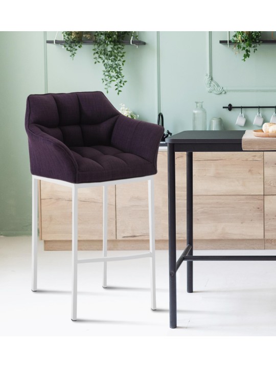 Taburete de bar tela Damaso con estructura de 4 pies, lila