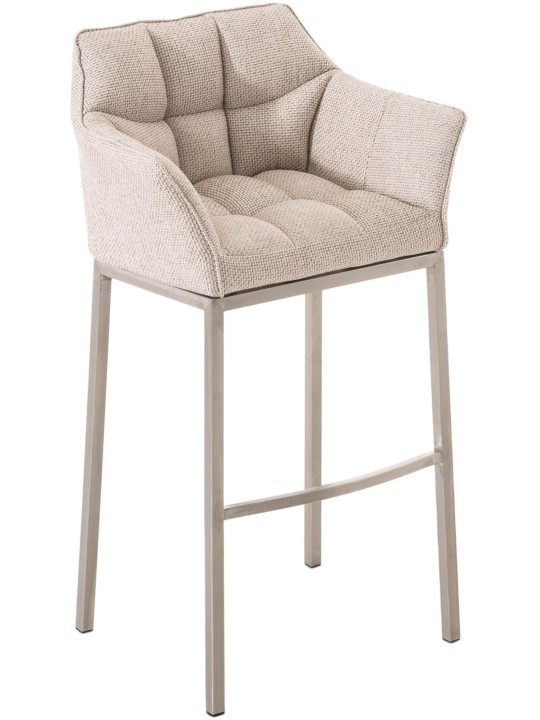 Taburete de bar Damaso E tela con estructura de 4 pies, marfil