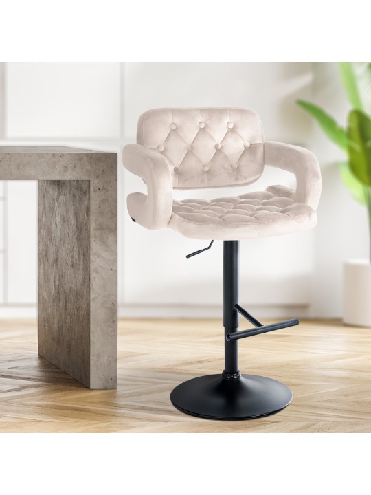 Taburete de bar Dublin terciopelo, crema