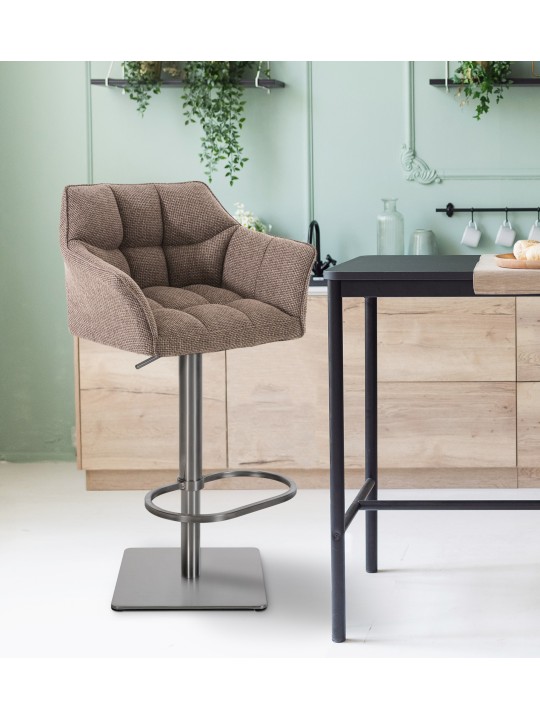 Taburete de bar Damaso E tejido, marrón tierra