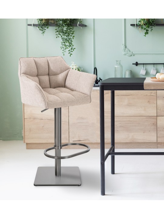 Taburete de bar Damaso E tejido, marfil