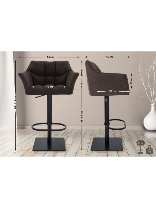 Taburete de bar Damaso B tela, marrón