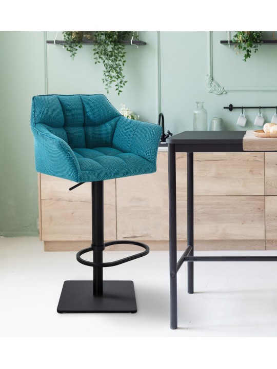 Taburete de bar Damaso B tela, turquesa