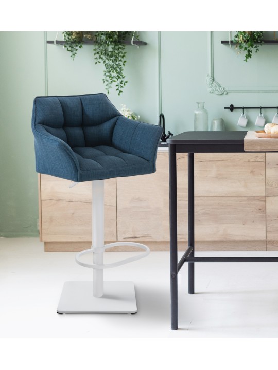 Taburete de bar Damaso W tela, azul
