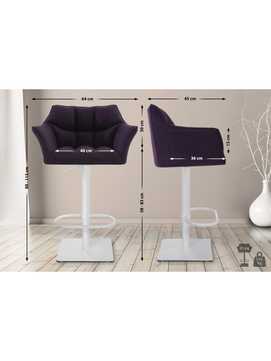 Taburete de bar Damaso W tela, lila