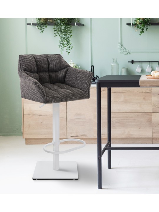 Taburete de bar Damaso W tela, gris titanio